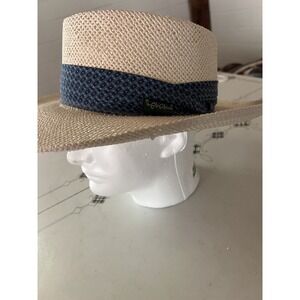 VTG Chi Chi Rodriguez Straw Gambler Golf Hat Blue 2 tone Band Mens Panama USA